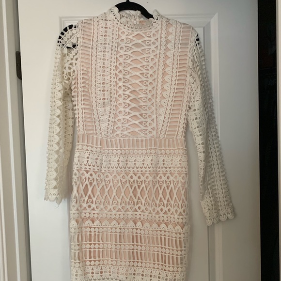 Highneck structured lace midi dress Size 6 - Picture 2 of 6